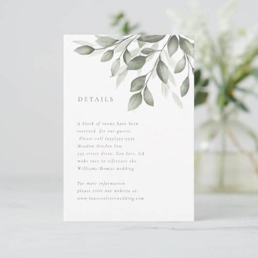 Delicate Greenery-kaart Informatiekaartje (Staand voorkant)