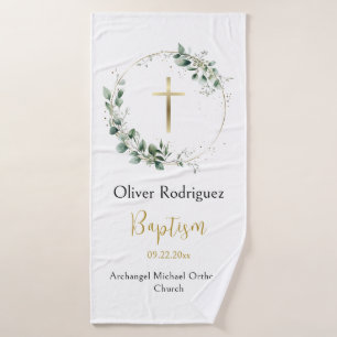 Delicate Greenery Krans Orthodoxe doopcadeau Badhanddoek