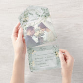 Delicate Greenery Modern Photo Dinner All In One Uitnodiging (Afscheurbaar)