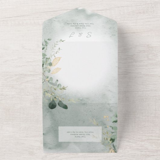 Delicate Greenery Modern Photo No Dinner All In One Uitnodiging (Buitenkant)