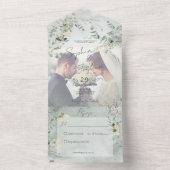 Delicate Greenery Modern Photo No Dinner All In One Uitnodiging (Binnen)