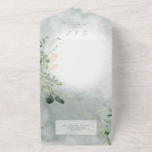 Delicate Greenery Modern Photo QR Code All In One Uitnodiging (Buitenkant)