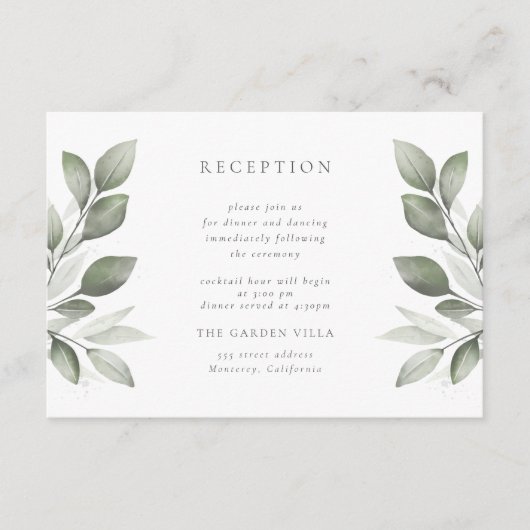 Delicate Greenery Reception Enclosure Card Informatiekaartje (Voorkant)