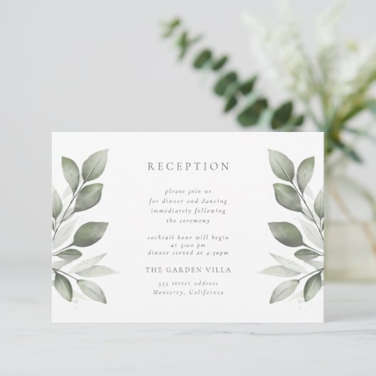 Delicate Greenery Reception Enclosure Card Informatiekaartje (Staand voorkant)