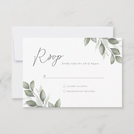 Delicate Greenery RSVP (Voorkant)