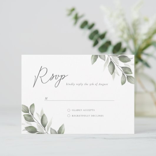 Delicate Greenery RSVP (Staand voorkant)