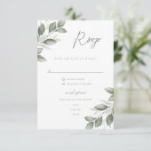 Delicate Greenery Rsvp met menuopties (Staand voorkant)