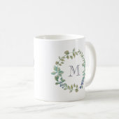 Delicate Greenery | Waterverf Wreator en Monogram Koffiemok (Voorkant rechts)