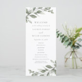 Delicate Greenery Wedding Programme Programmakaart (Staand voorkant)