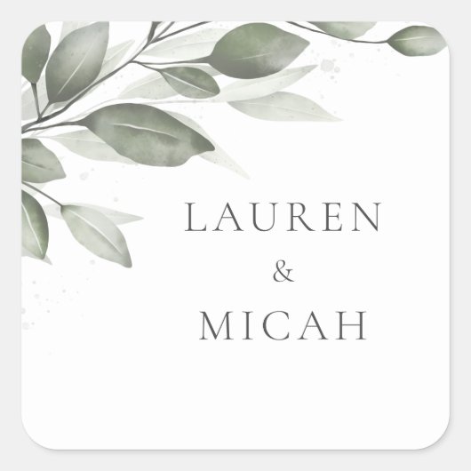 Delicate Greenery Wedding Sticker (Voorkant)