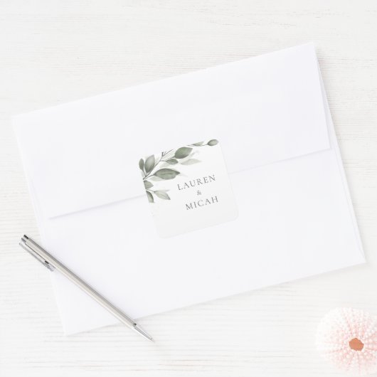 Delicate Greenery Wedding Sticker (Envelop)