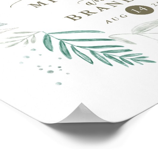 Delicate Greenery | Welkomstteken voor bruiloft Poster (Hoek)