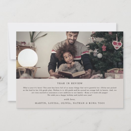 Delicate Greige Blessed 4 met kerstmis Feestdagenkaart (Achterkant)