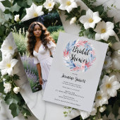 Delicate Grey Wreath Flowers Feathers & Leaves Kaart