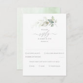 Delicate groen en gouden bruiloft RSVP (Voorkant / Achterkant)