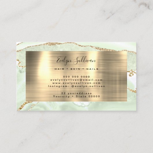 delicate groene Agaat Visitekaartje (Achterkant)