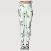 Delicate groene bloemblaadjes patroon leggings (Voorkant)