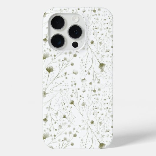 Delicate Groene Bloemen iPhone Case met Soft Botan (Achterkant)