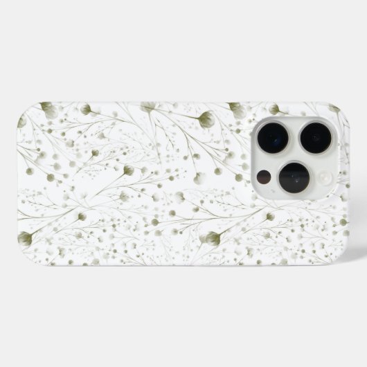 Delicate Groene Bloemen iPhone Case met Soft Botan (Achterkant (horizontaal))