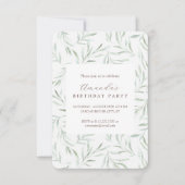 Delicate groene gebloemde verjaardagsuitnodiging kaart (Voorkant)