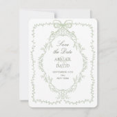 Delicate groene lijst boog save the date kaart (Voorkant)