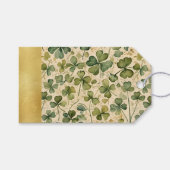 Delicate Groene Shamrocks Naadloos Cadeaulabel (Voorkant (Horizontaal))