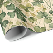 Delicate groene shamrocks naadloos cadeaupapier (Rol Hoek)