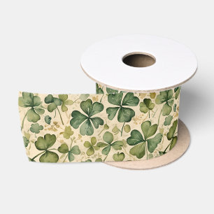 Delicate groene shamrocks naadloos satijnen lint