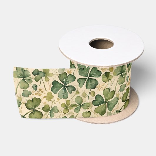Delicate groene shamrocks naadloos satijnen lint (Spoel)