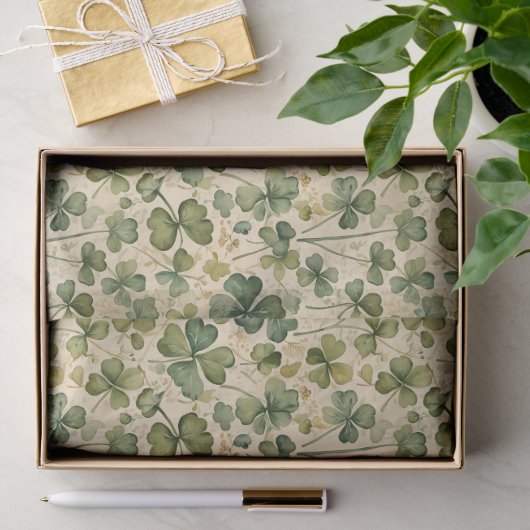 Delicate groene shamrocks naadloos tissuepapier (Geschenk)