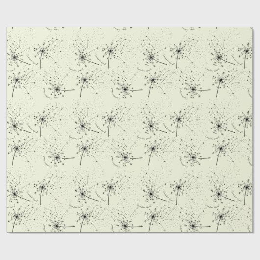 Delicate Groene Wildbloem Paardebloem Kisses Bloem Cadeaupapier (Vlak)