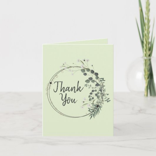 Delicate groene witte bloemenring gepersonaliseerd kaart (Voorkant)