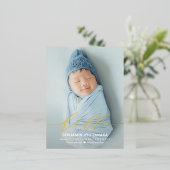 Delicate Hallo Folie Briefkaart geboorte bekendmak (Staand Voorkant)