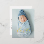 Delicate Hallo Folie Briefkaart geboorte bekendmak (Voorkant / Achterkant)