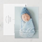 Delicate Hallo Modern Birth Announcement Briefkaar Briefkaart (Voorkant / Achterkant)
