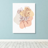 Delicate Hand getrokken bloemen op tak Canvas Afdruk (Insitu (Houten vloer))