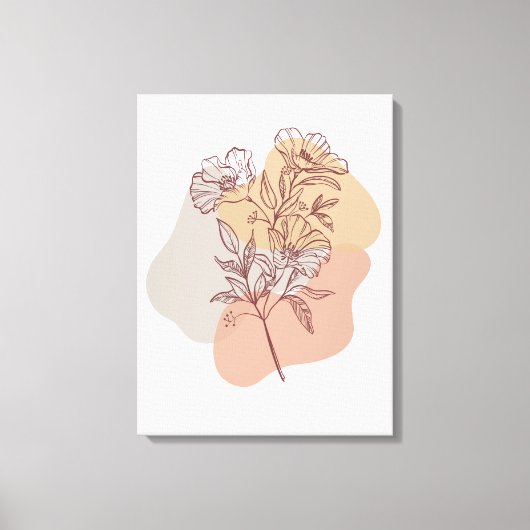 Delicate Hand getrokken bloemen op tak Canvas Afdruk (Voorkant)