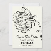 Delicate Hand getrokken pioen Save The Date (Voorkant)