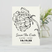 Delicate Hand getrokken pioen Save The Date (Staand voorkant)