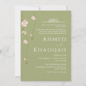 Delicate Hanging Peach Blossom Islamic Wedding Kaart (Voorkant)