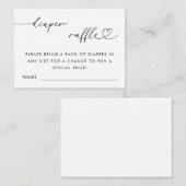 Delicate Heart Script Diaper Raffle Baby shower Informatiekaartje (Voorkant / Achterkant)