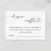 Delicate Heart Script Diaper Raffle Baby shower Informatiekaartje (Voorkant)