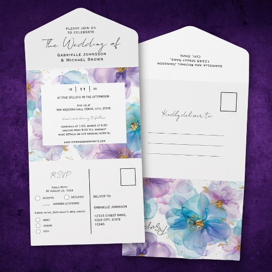 Delicate Helder Doorschijnend Blauw Bloemen Bruilo All In One Uitnodiging