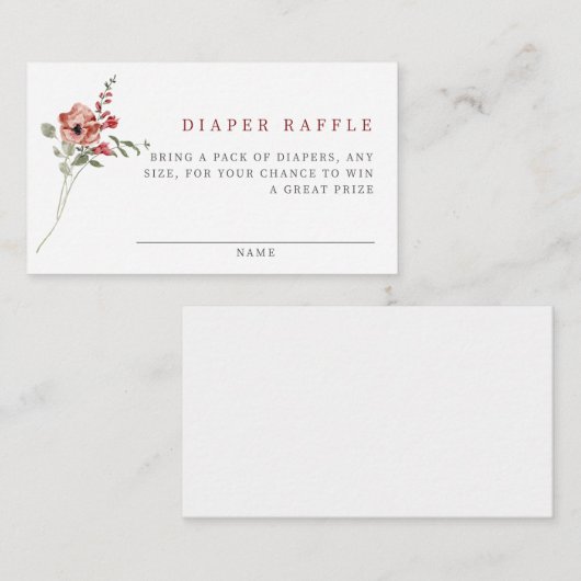 Delicate Herfst Bloemen Baby shower Luier Raffle Informatiekaartje (Voorkant / Achterkant)