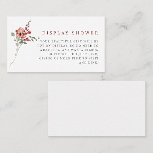 Delicate Herfst Bloemen Display Douche Informatiekaartje (Voorkant / Achterkant)