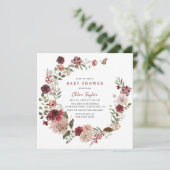 Delicate Herfst Bloemen Krans Baby shower Uitnodig Kaart (Staand voorkant)