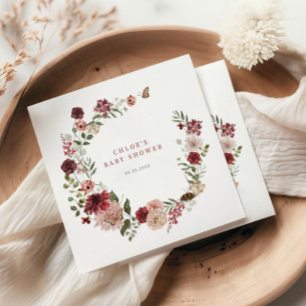 Delicate Herfst bloemenkrans Baby shower Servet