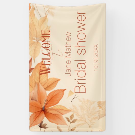Delicate herfst bloemige bruidsdouche spandoek (Verticaal)