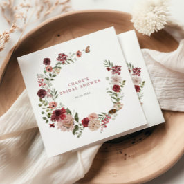 Delicate Herfst Bourgogne Bloemenkrans Vrijgezelle Servet