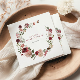 Delicate Herfst Bourgogne Bloemenkrans Vrijgezelle Servet